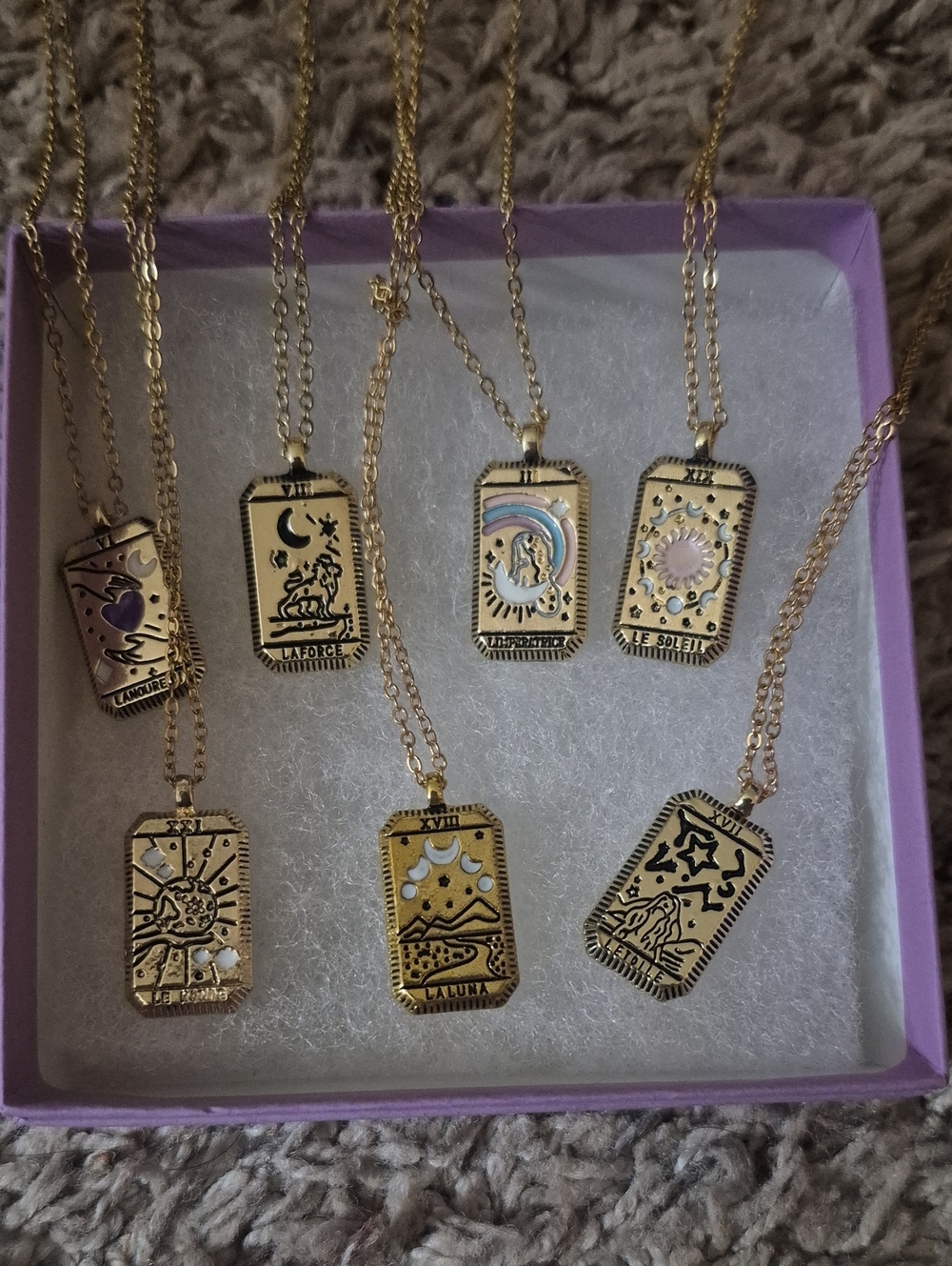 Gold Tarot Pendant Necklace - Women's Gold Tone Layering Jewelry